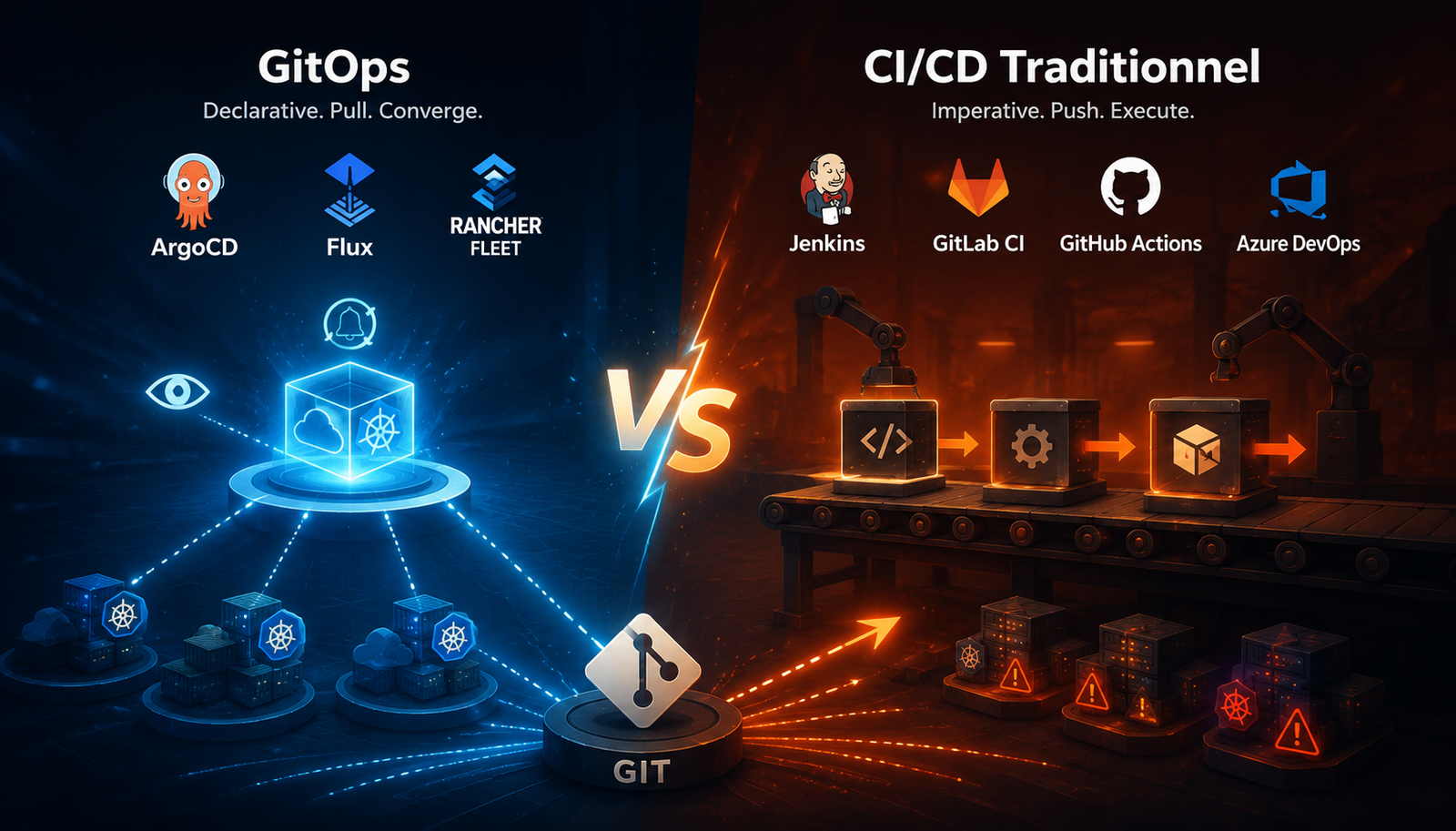 GitOps vs CI/CD traditionnel : déclaratif et pull contre impératif et push